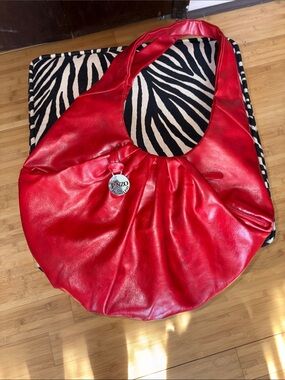 Enzo Angiolini Red Leather Crescent Hobo
